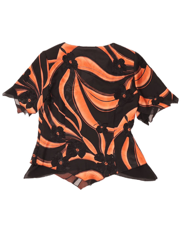 Hermann Lange Dame Asymmetrisk Bluse Top EU 38 Medium Black Floral Rayon