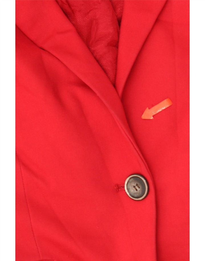 Zara Dame 1 Knap Blazer Jacket UK 10 Lille Rød Bomuld