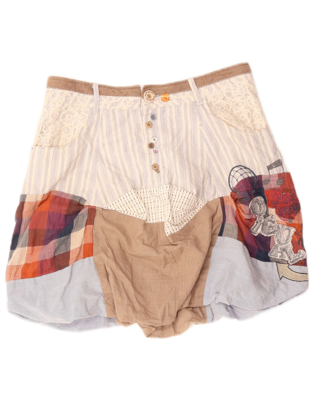 DESIGUAL Boblenederdel til kvinder EU 36 Lille W30 flerfarvet patchwork