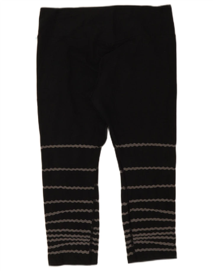 Nike Dame Capri Leggings UK 14 Stor sort stribet bomuld
