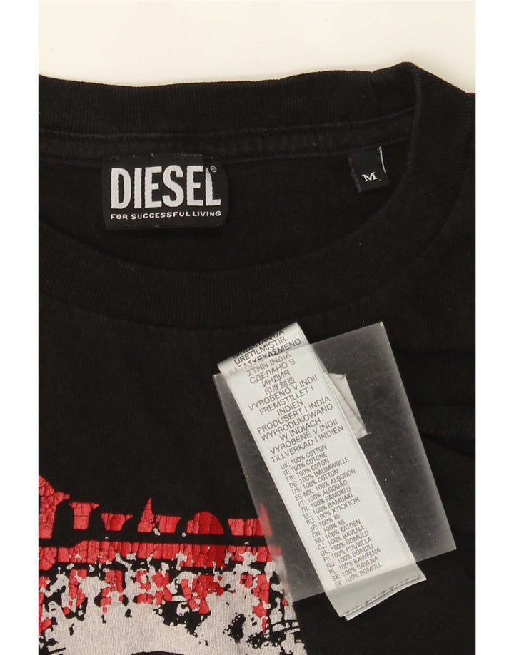 Diesel Herre Grafisk T-Shirt Top Medium Sort Bomuld