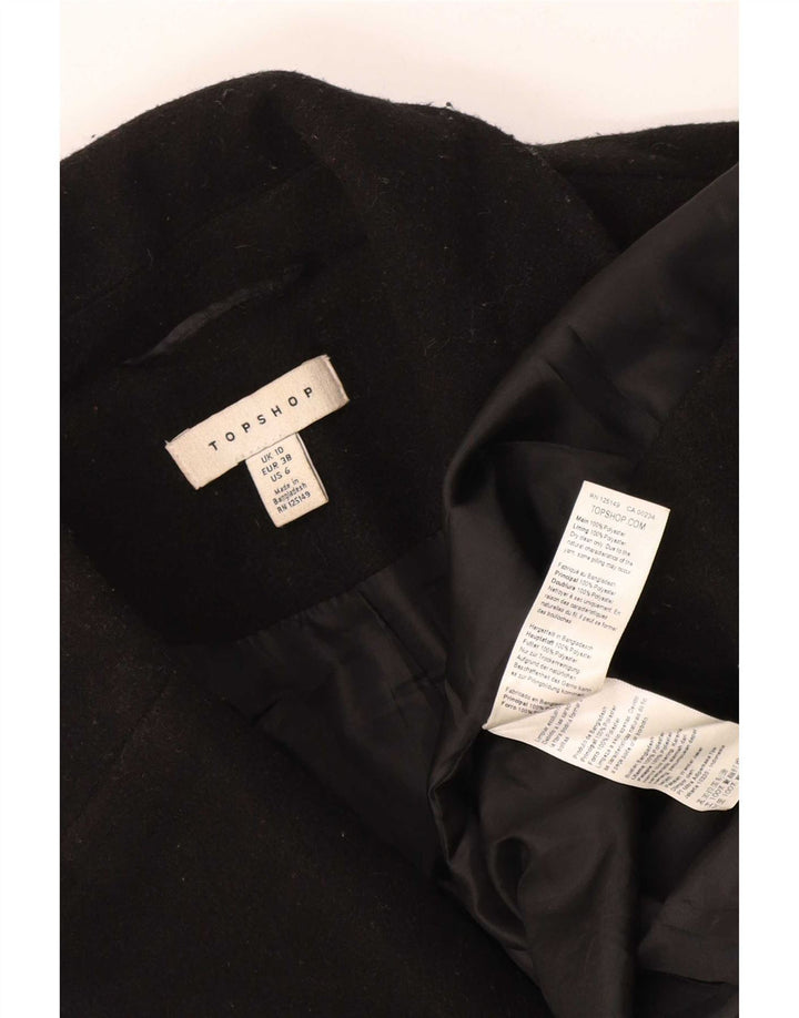 Topshop Dame Oversized Dobbeltradet Frakke UK 10 Small Black Polyester