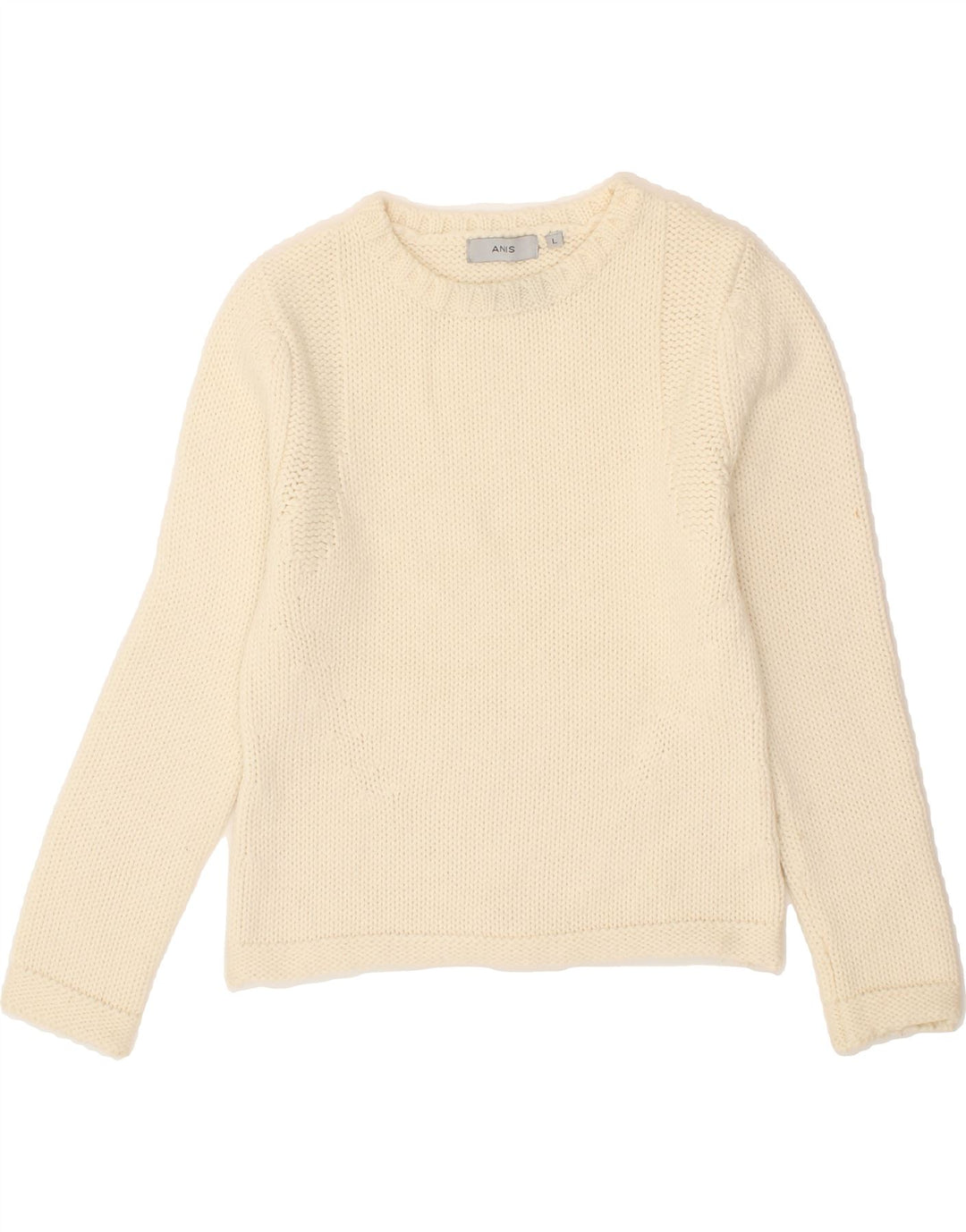 VINTAGE Womens Boat Neck Jumper Sweater UK 14 Large White Wool Vintage Vintage and Second-Hand Vintage from Messina Hembry 