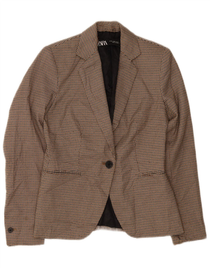 Zara Dame 1-knap oversize blazerjakke EU 34 2XS Brun Houndstooth