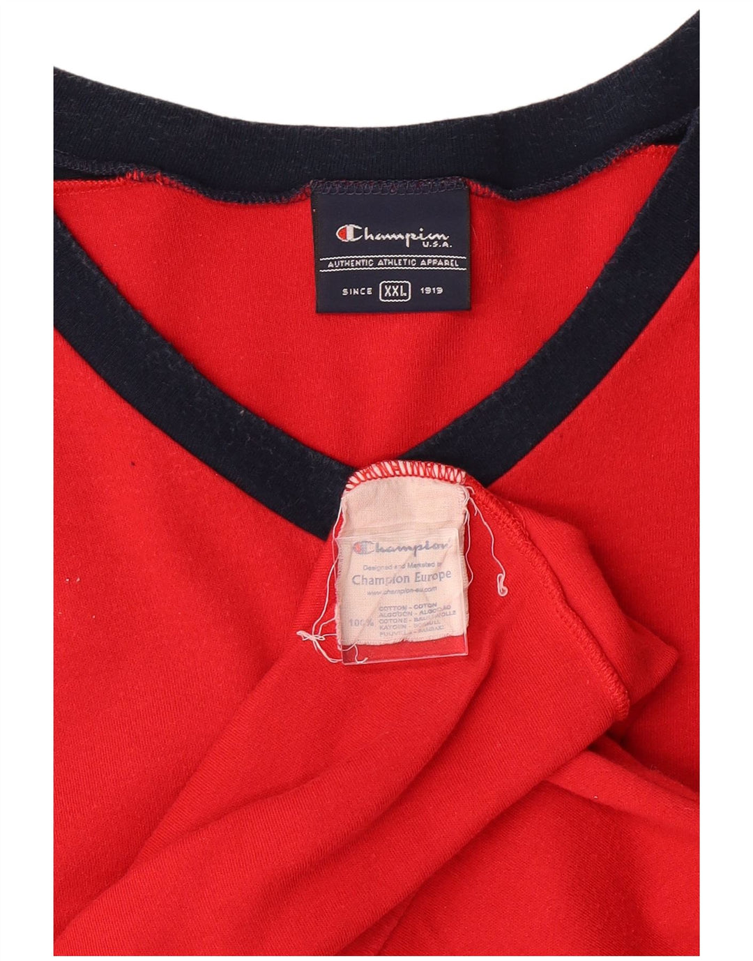 CHAMPION Mens T-Shirt Top 2XL Red Colourblock Cotton