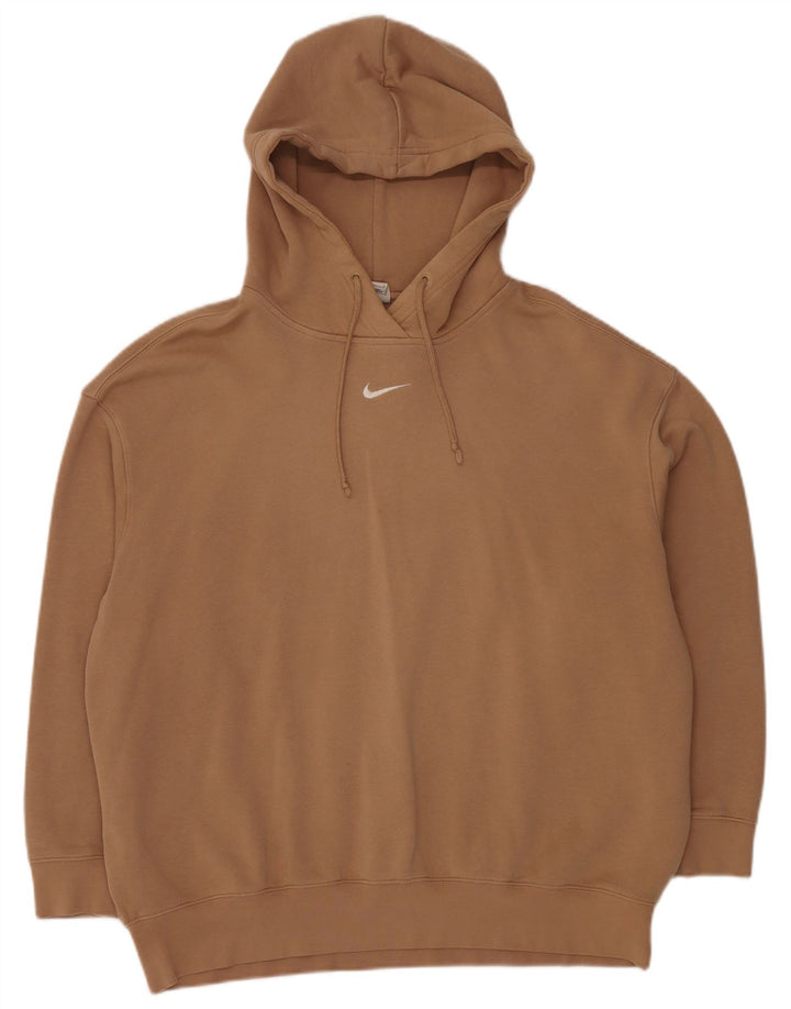 Nike Herre Loose Fit Hoodie Jumper Stor Beige Bomuld
