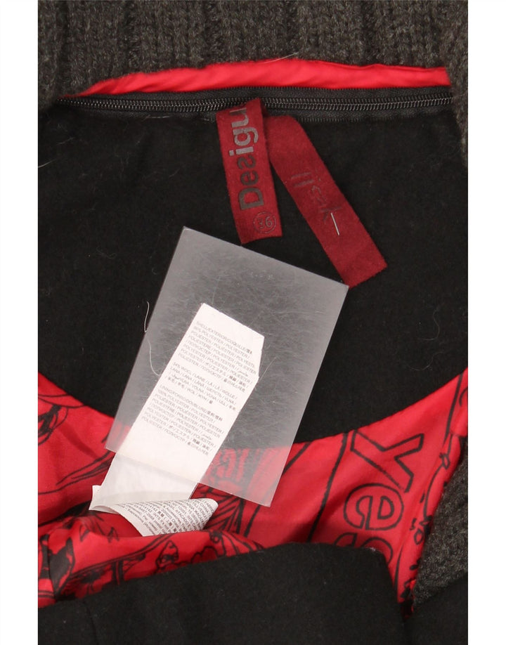 Desigual grafisk overfrakke til kvinder EU 36 Lille sort polyester