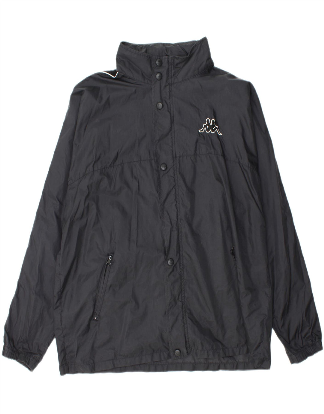 KAPPA Herre Grafisk Windbreaker Jacket UK 42 XL Sort Nylon