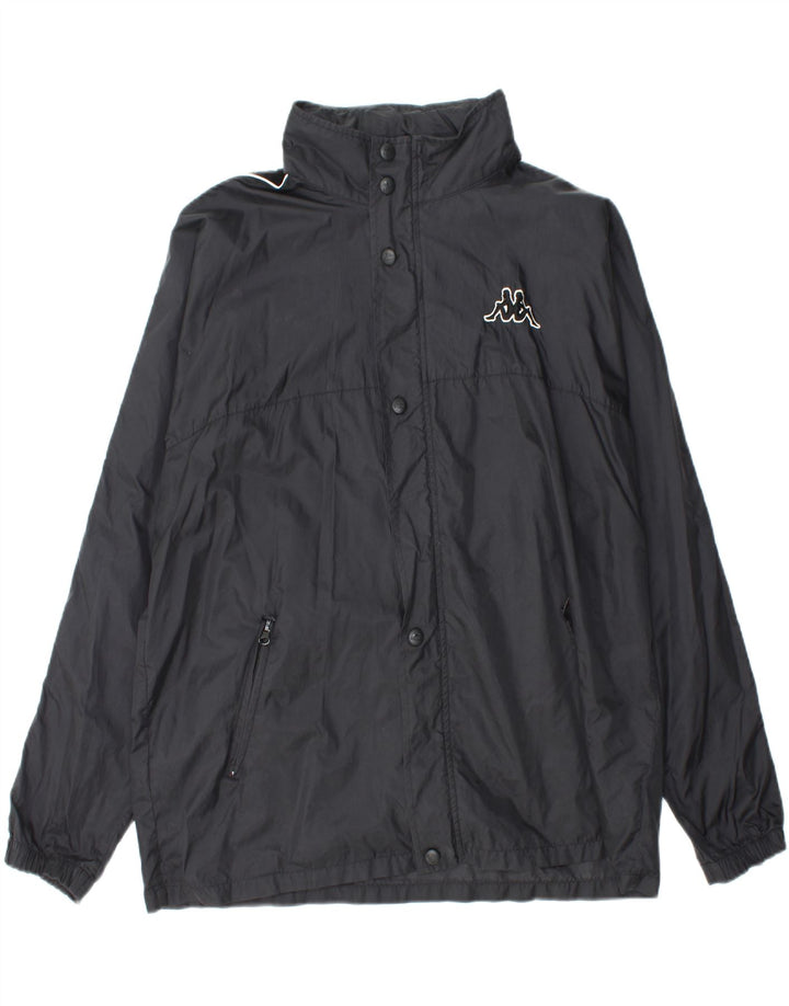 KAPPA Herre Grafisk Windbreaker Jacket UK 42 XL Sort Nylon
