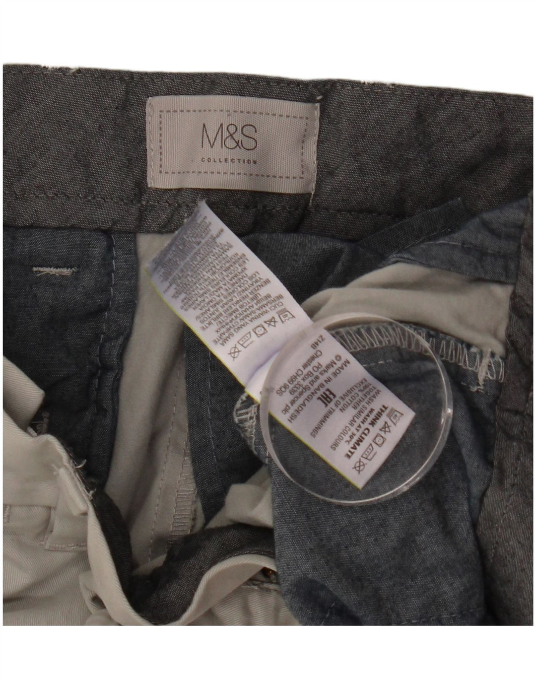 Marks & Spencer Chino Shorts til mænd W34 Large Grå Bomuld