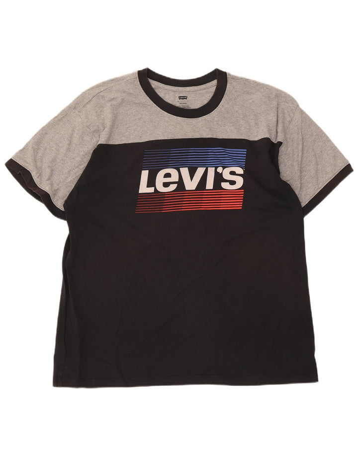Levi's Herre afslappet grafisk T-shirt top Medium Sort Colourblock Bomuld