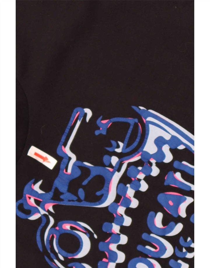 Ducati Dame Grafisk T-Shirt Top UK 12 Medium Sort Bomuld