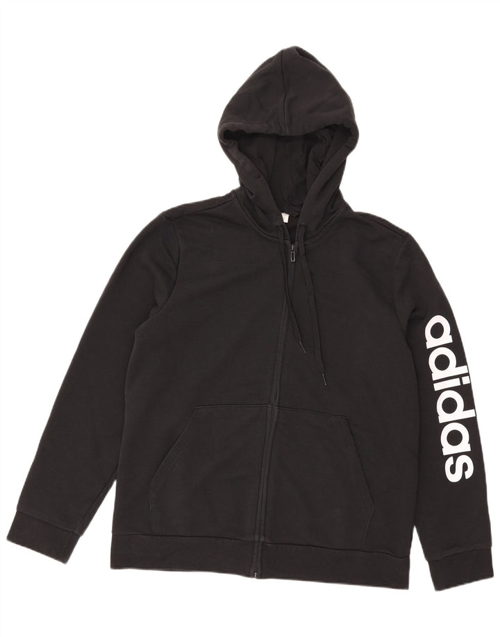 Adidas Herre grafisk hættetrøje med lynlås, stor sort