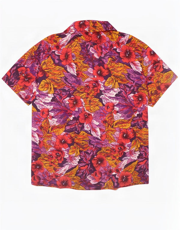 Vintage kortærmet skjorte til kvinder UK 16 Large Multicolored Floral