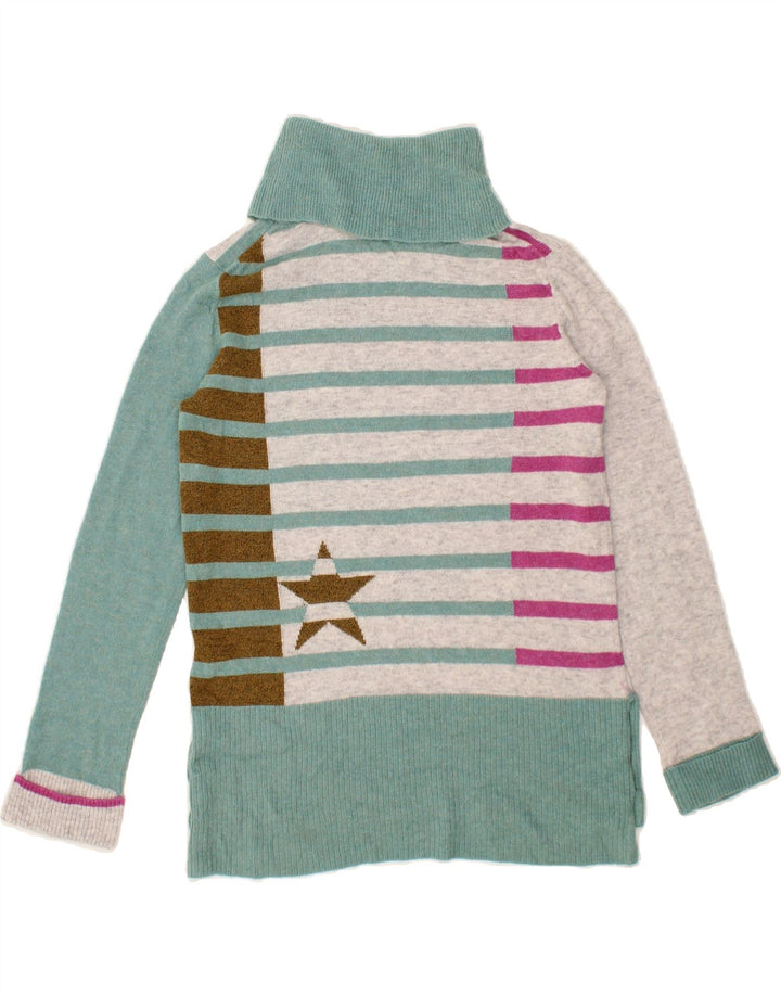 WHITE STUFF Womens Roll Neck Jumper Sweater UK 10 Small Green Patchwork Vintage White Stuff and Second-Hand White Stuff from Messina Hembry 