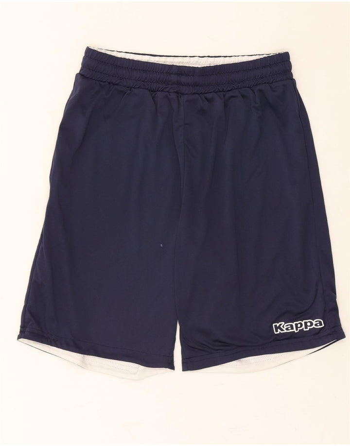 KAPPA Mens Graphic Sport Shorts Small  Navy Blue Polyester Vintage Kappa and Second-Hand Kappa from Messina Hembry 