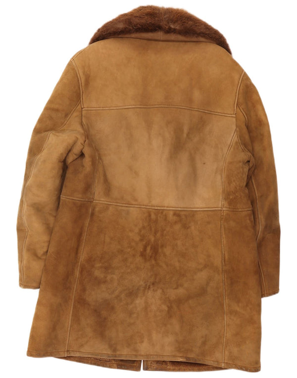 Vintage Shearling Overfrakke til mænd UK 38 Medium Beige
