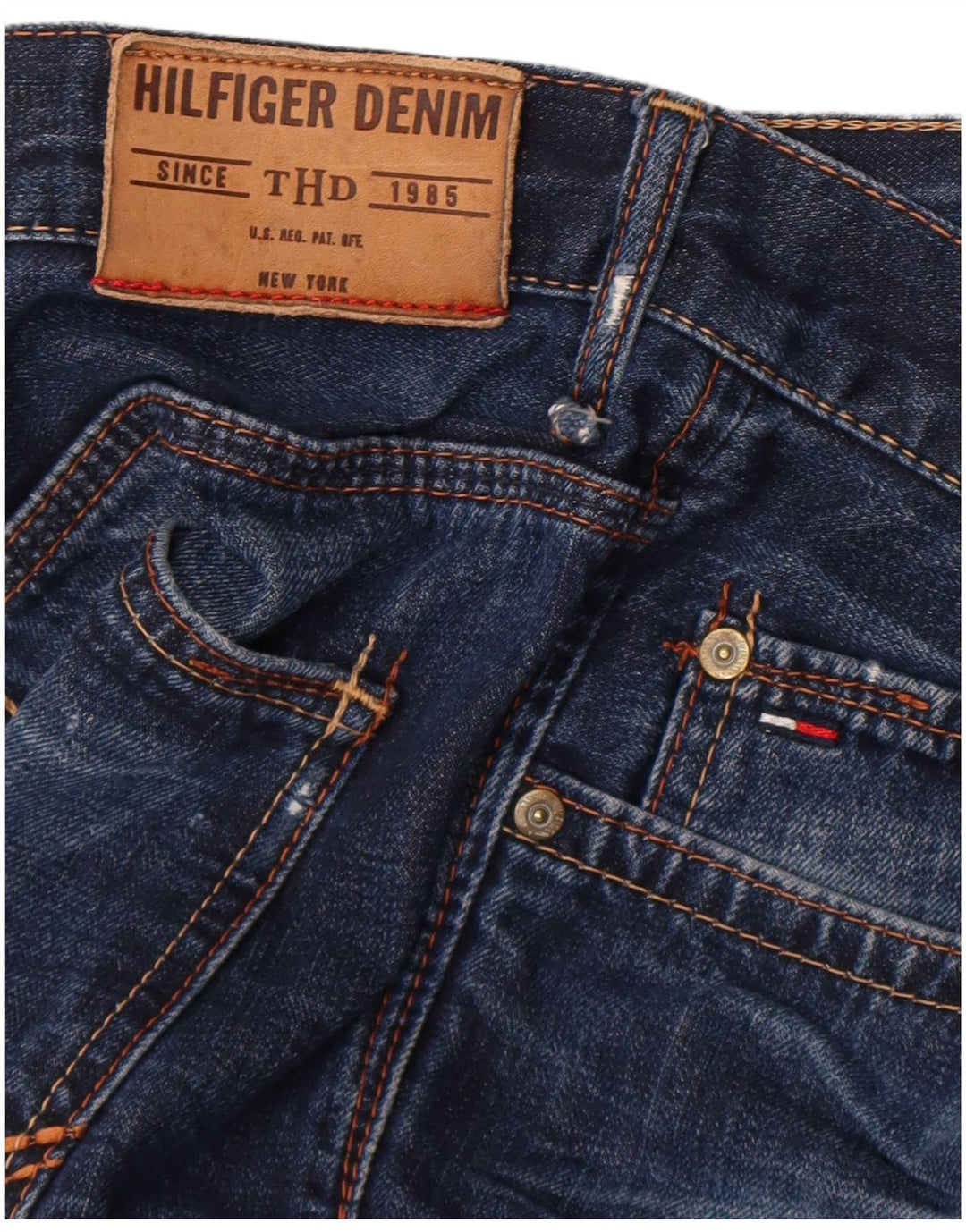 Tommy Hilfiger Herre Distressed Straight Jeans W31 L36 Blå