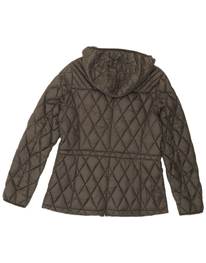 MICHAEL KORS Polstret hættejakke til kvinder UK 14 mellemgrå nylon