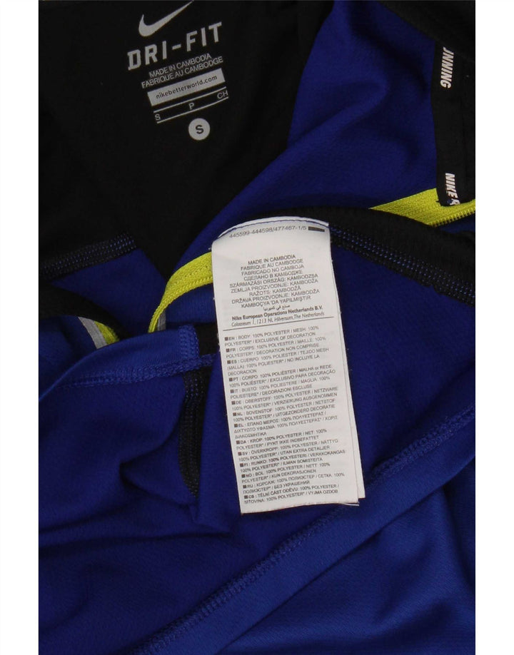 Nike Dri Fit T-shirt med lynlås til mænd, lille blå farveblok polyester