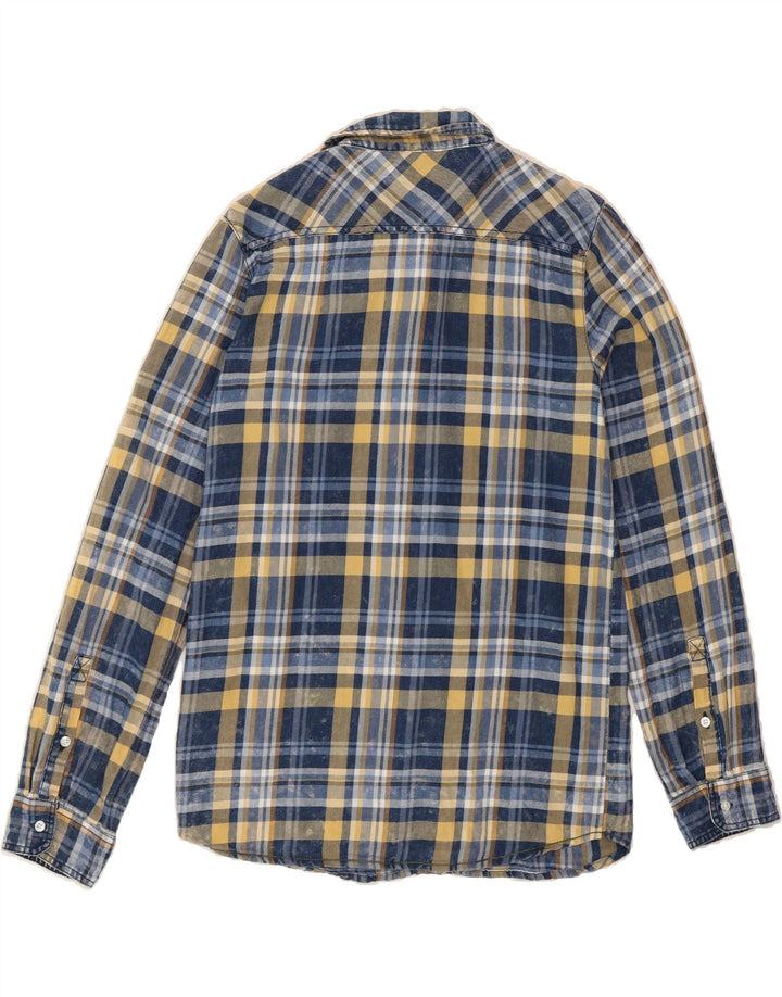GUESS Boys Flannel Shirt 15-16 Years Blue Check Cotton Vintage Guess and Second-Hand Guess from Messina Hembry 