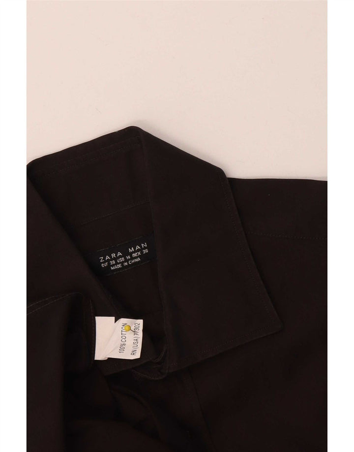 Zara Herreskjorte EU 38 Medium Brun Bomuld