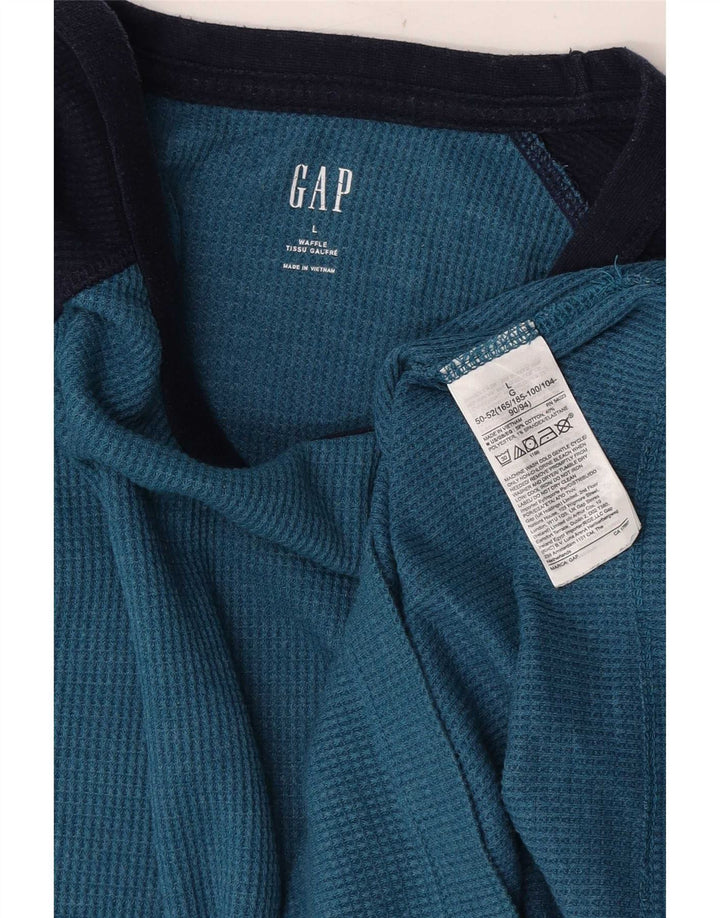 Gap Herre Top Langærmet Stor Blå Colourblock Bomuld