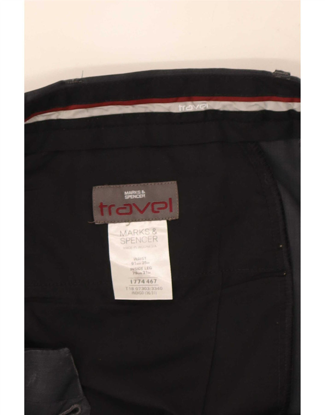 Marks & Spencer Straight Chino-bukser til mænd W36 L31 Blå polyester