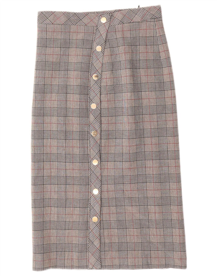 ZARA Womens Midi Skirt Medium W28 Grey Houndstooth