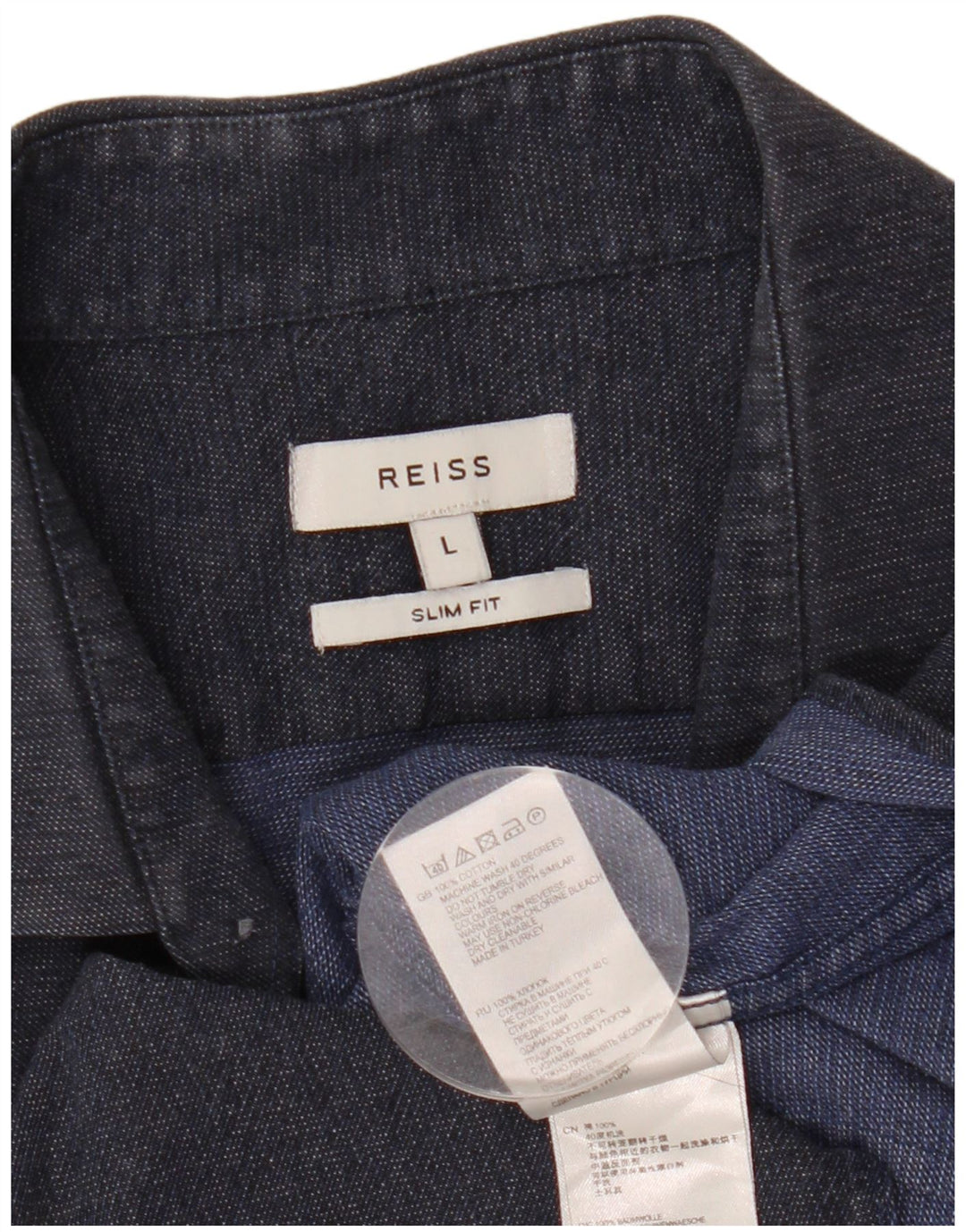 Reiss Slim Fit skjorte til mænd, stor marineblå bomuld