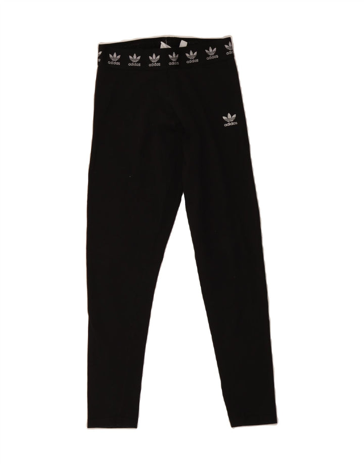 ADIDAS Womens Graphic Leggings UK 10 Small  Black Cotton Vintage Adidas and Second-Hand Adidas from Messina Hembry 