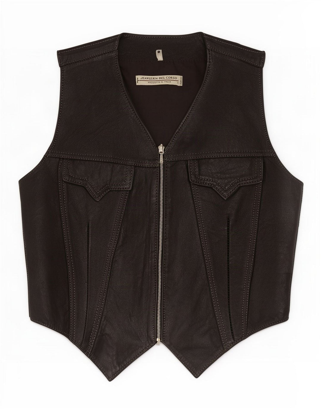 Jeanseria Del Corso Dame Lædervest UK 12 Medium Sort