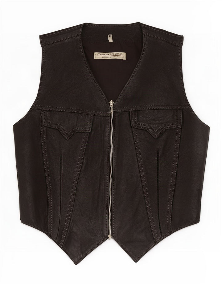 Jeanseria Del Corso Dame Lædervest UK 12 Medium Sort
