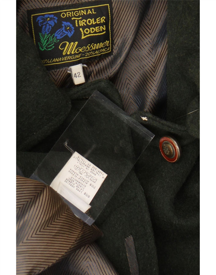 MOESSMER Dame Oversized Hættekappe Overfrakke IT 42 Medium Grøn Uld