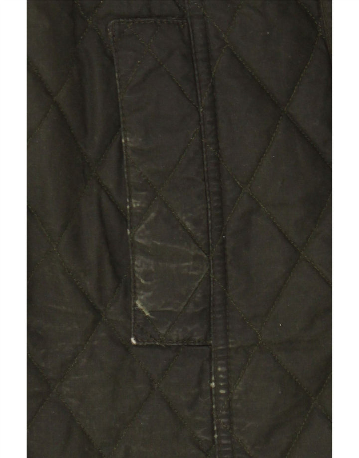 Barbour Dame Vokset Bomuld Quiltet Jakke UK 8 Lille Khaki Bomuld