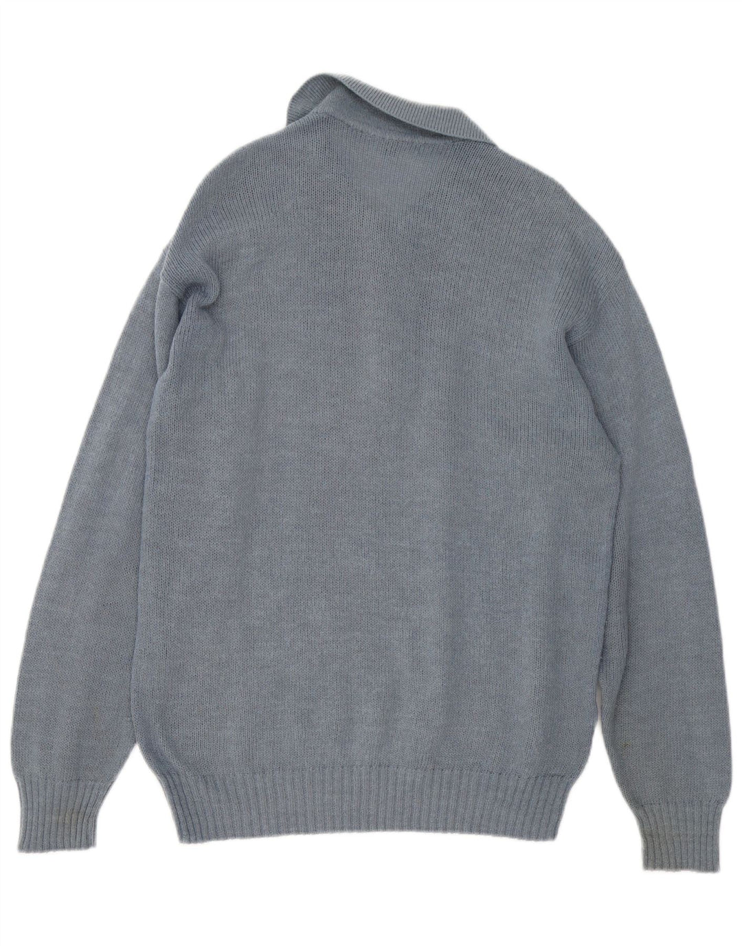 Vintage herre polo hals sweater mellemgrå geometrisk alpaka uld