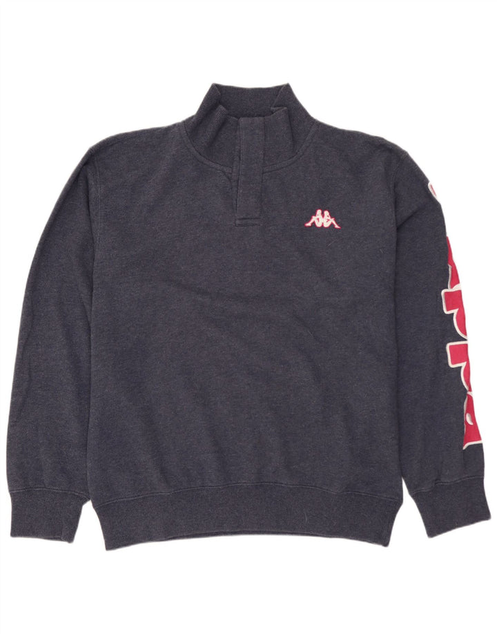 KAPPA Herre grafisk lynlås-sweatshirt Jumper Stor marineblå bomuld