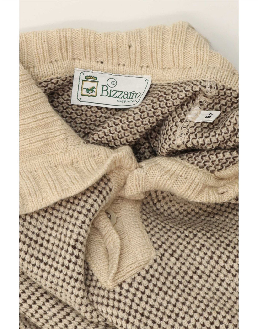 Bizzarro Herre Button Neck Jumper Sweater IT 48 Medium Beige Flecked