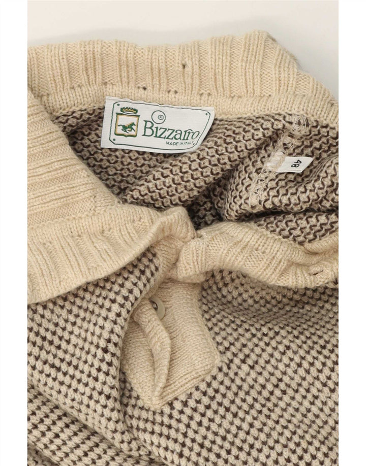 Bizzarro Herre Button Neck Jumper Sweater IT 48 Medium Beige Flecked