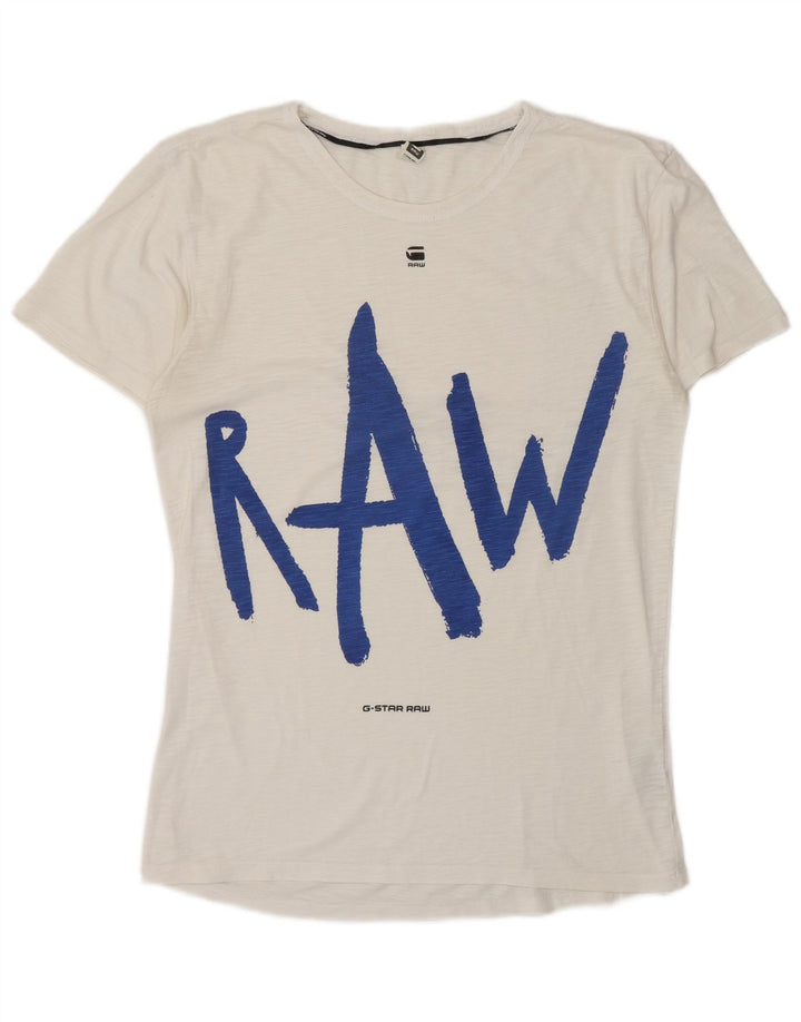 G-Star Herre grafisk T-shirt Top Medium Hvid Flecked Bomuld