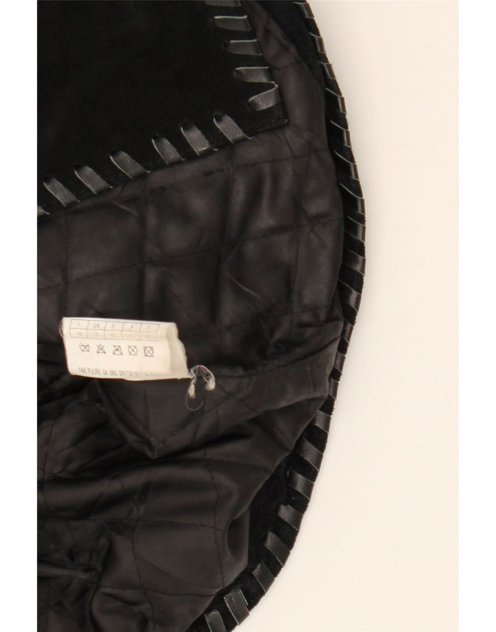 Basics Dame Ruskindsjakke UK 12 Medium Sort Læder