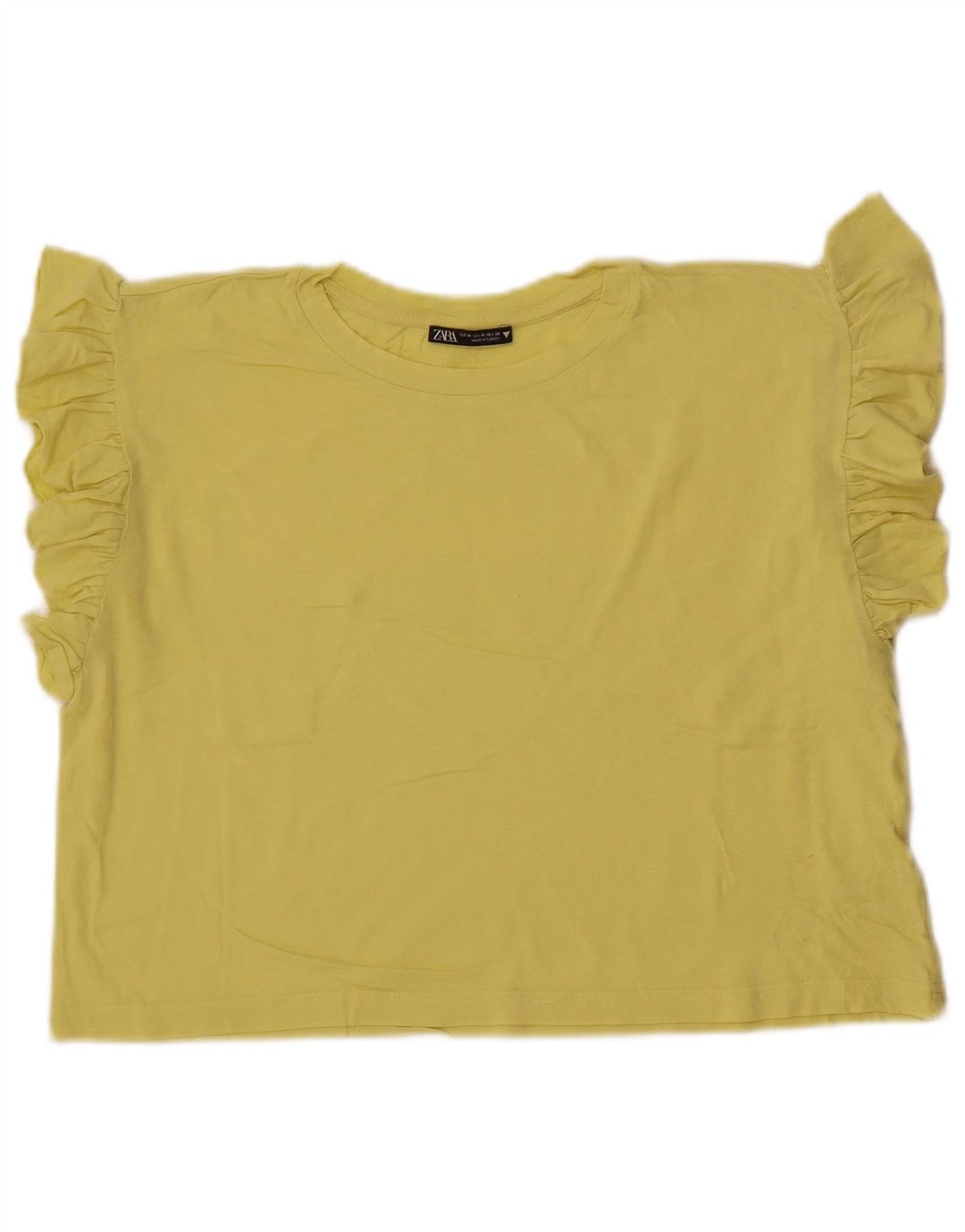 Zara Womens Crop T-Shirt Top UK 14 Medium Gul