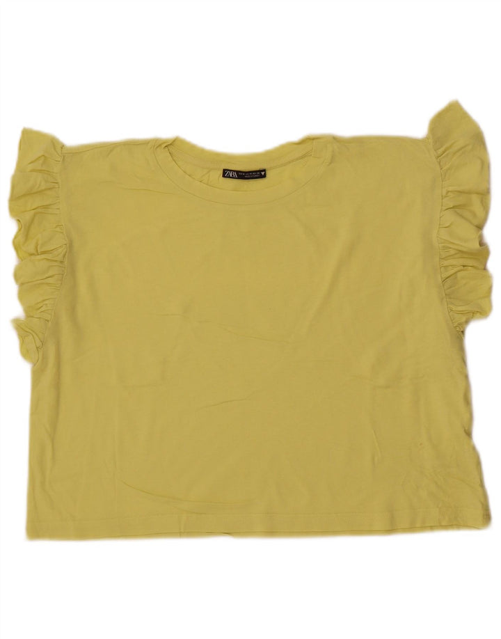 Zara Womens Crop T-Shirt Top UK 14 Medium Gul