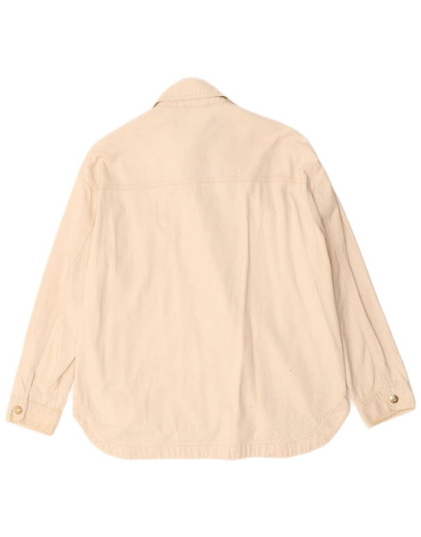 Zara Womens Bomber Jacket UK 10 Small Off White Bomuld