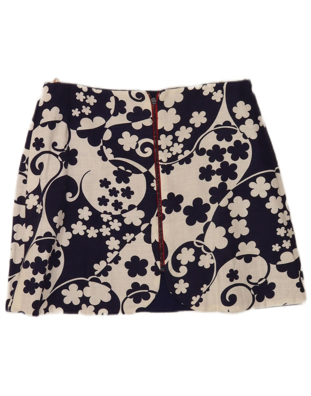 Vintage dame mini nederdel W28 Medium marineblå blomster
