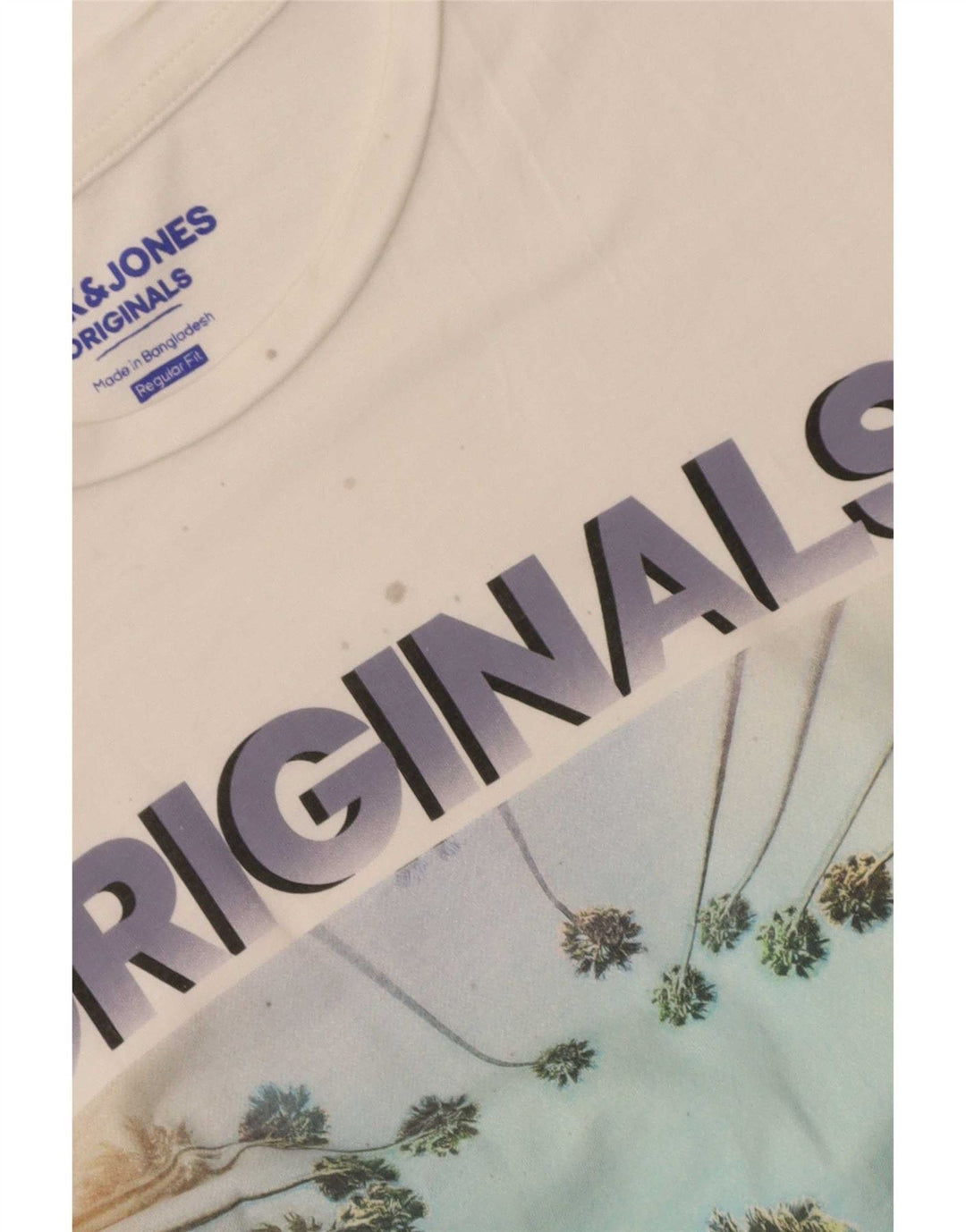 Jack & Jones Herre Regular Fit grafisk T-shirt Top Stor hvid bomuld
