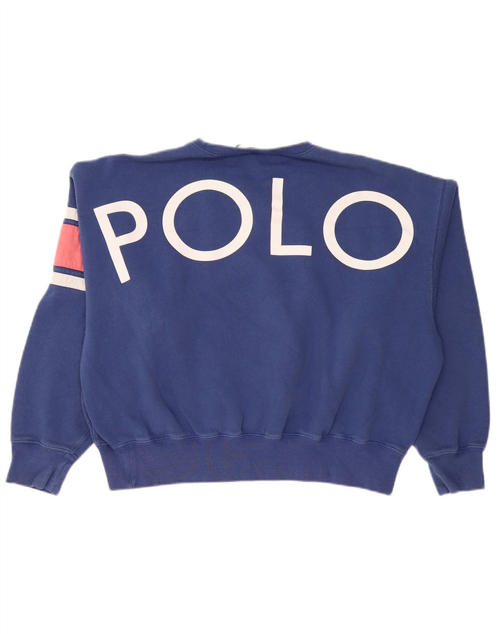 Polo Ralph Lauren Dame Grafisk Sweatshirt Jumper UK 14 Medium Blue