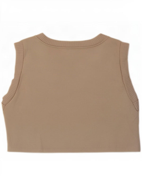 Zara Dame Crop Vest Tank Top UK 16 Large Beige