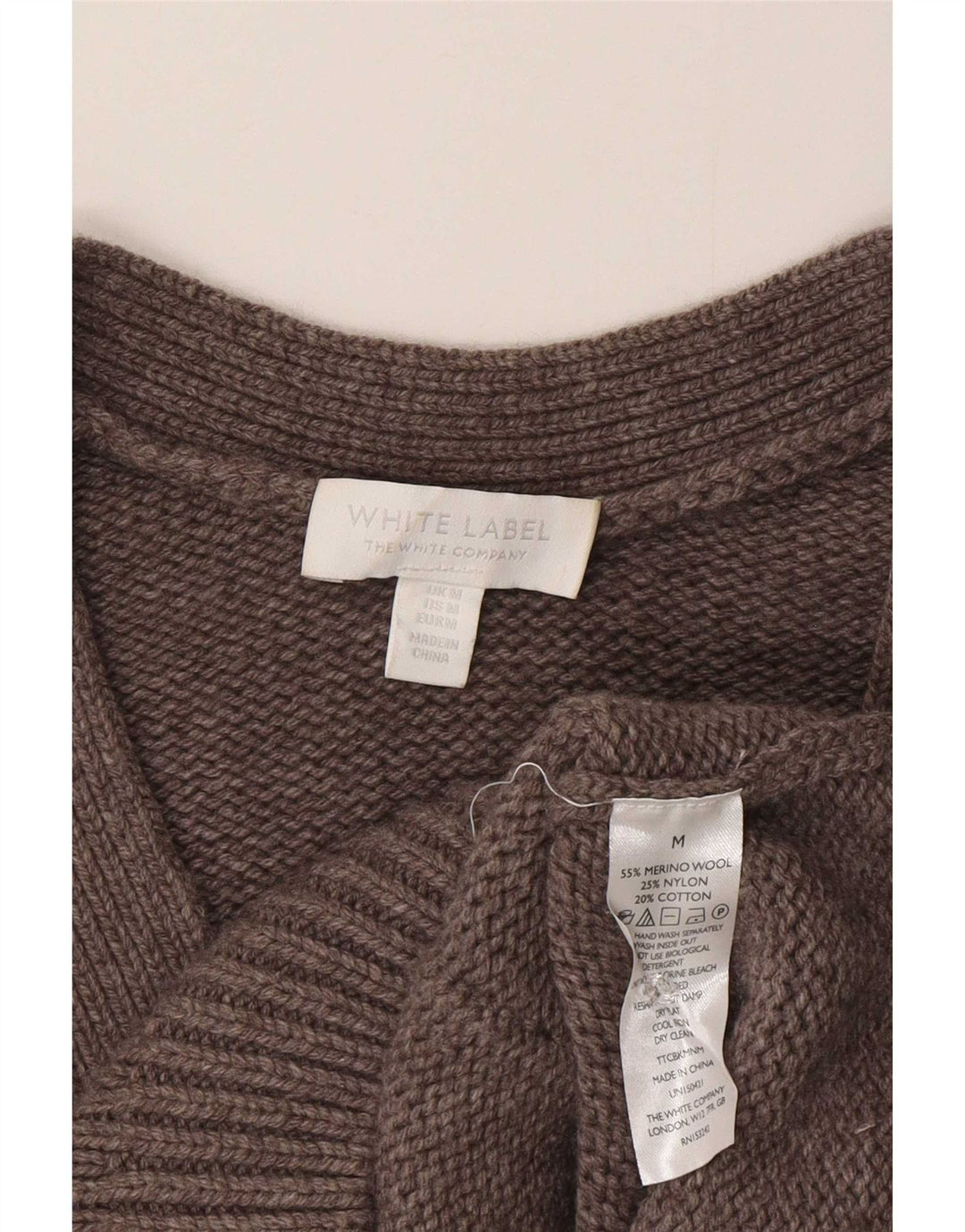 White Label Dame Cardigan Sweater UK 12 Medium Grey Merino Wool