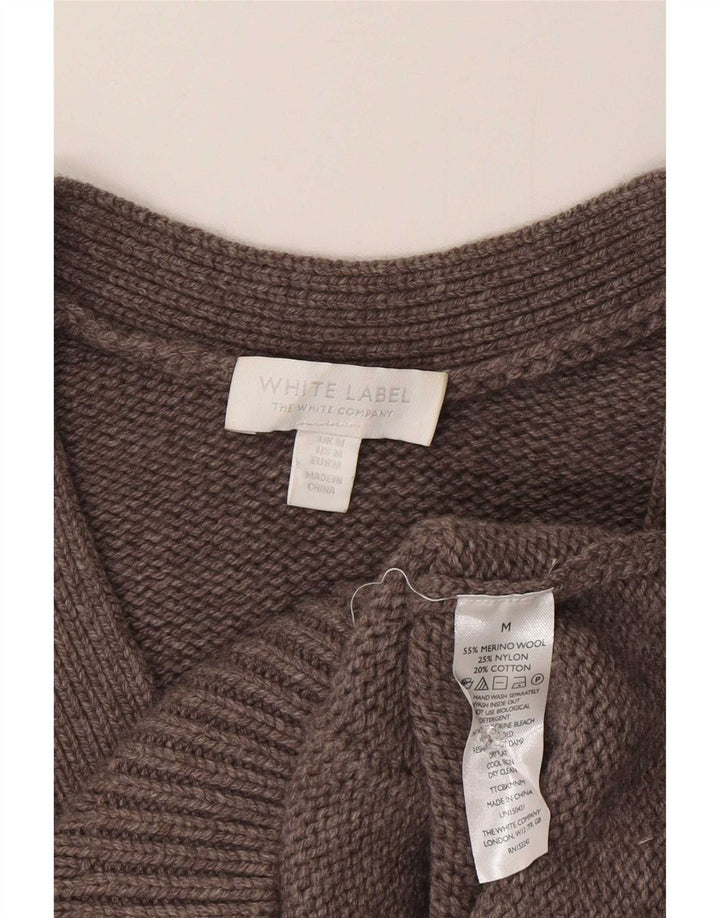 White Label Dame Cardigan Sweater UK 12 Medium Grey Merino Wool